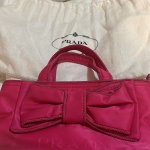 Limited edition Prada hot pink Jaquard Passam bag from Japan. Two way bag!